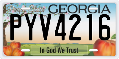 GA license plate PYV4216