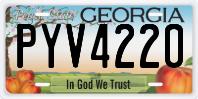 GA license plate PYV4220