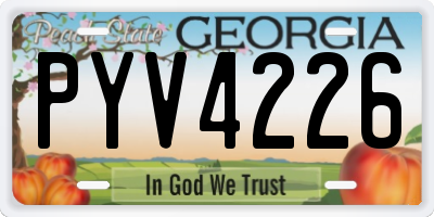 GA license plate PYV4226