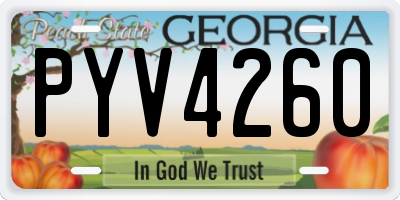 GA license plate PYV4260
