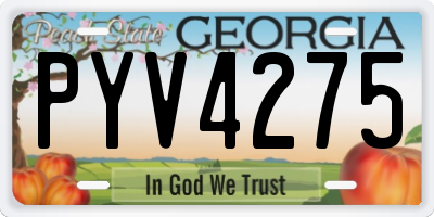 GA license plate PYV4275