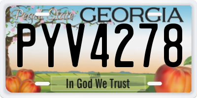 GA license plate PYV4278