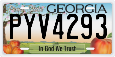 GA license plate PYV4293