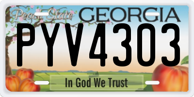 GA license plate PYV4303