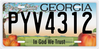 GA license plate PYV4312