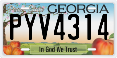 GA license plate PYV4314