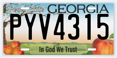 GA license plate PYV4315