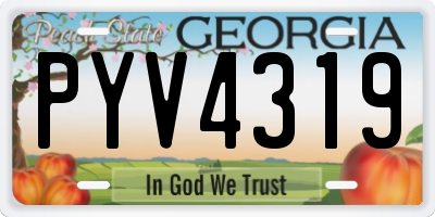 GA license plate PYV4319