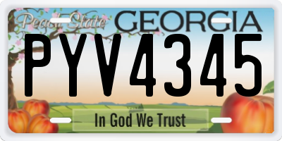 GA license plate PYV4345