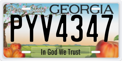 GA license plate PYV4347