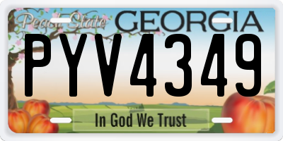 GA license plate PYV4349