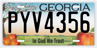 GA license plate PYV4356