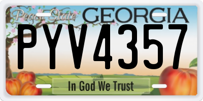 GA license plate PYV4357