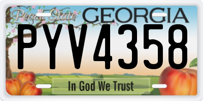 GA license plate PYV4358