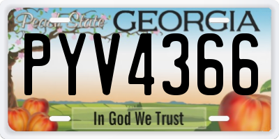 GA license plate PYV4366