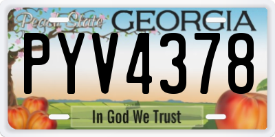 GA license plate PYV4378