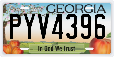 GA license plate PYV4396