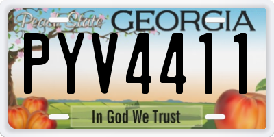 GA license plate PYV4411