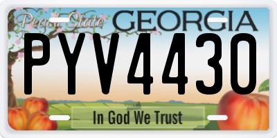 GA license plate PYV4430