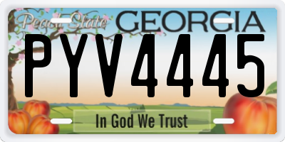 GA license plate PYV4445