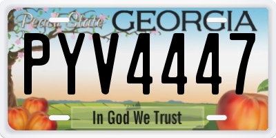 GA license plate PYV4447