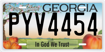 GA license plate PYV4454
