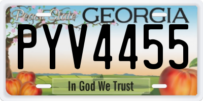 GA license plate PYV4455