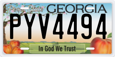 GA license plate PYV4494