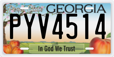 GA license plate PYV4514