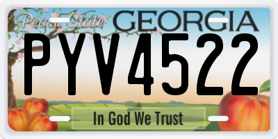 GA license plate PYV4522