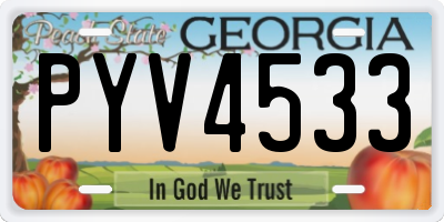 GA license plate PYV4533