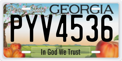 GA license plate PYV4536