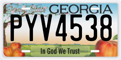 GA license plate PYV4538