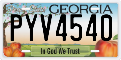 GA license plate PYV4540