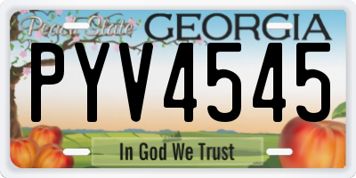 GA license plate PYV4545