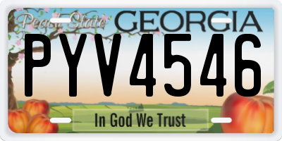 GA license plate PYV4546