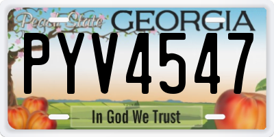 GA license plate PYV4547