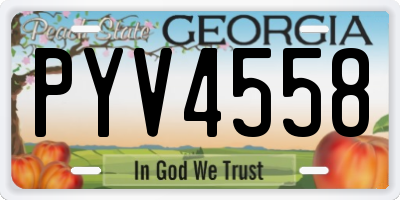 GA license plate PYV4558