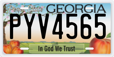 GA license plate PYV4565