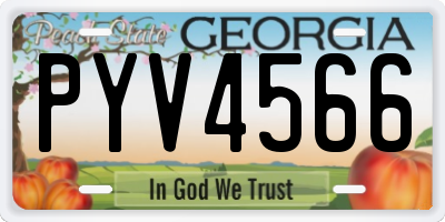 GA license plate PYV4566