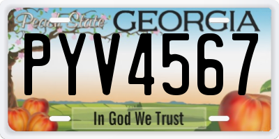 GA license plate PYV4567