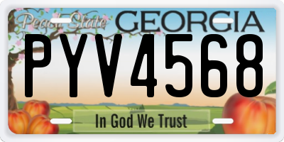 GA license plate PYV4568