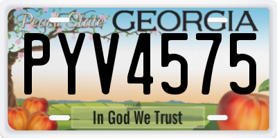GA license plate PYV4575
