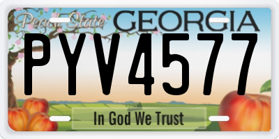 GA license plate PYV4577
