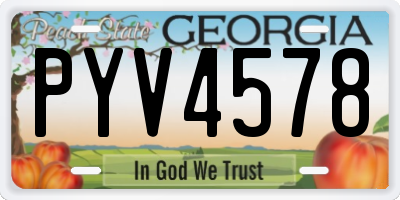 GA license plate PYV4578