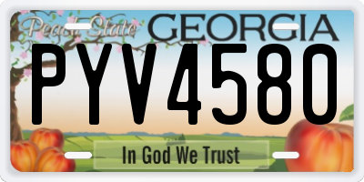GA license plate PYV4580