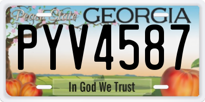 GA license plate PYV4587