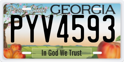GA license plate PYV4593