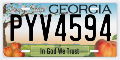 GA license plate PYV4594