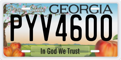 GA license plate PYV4600